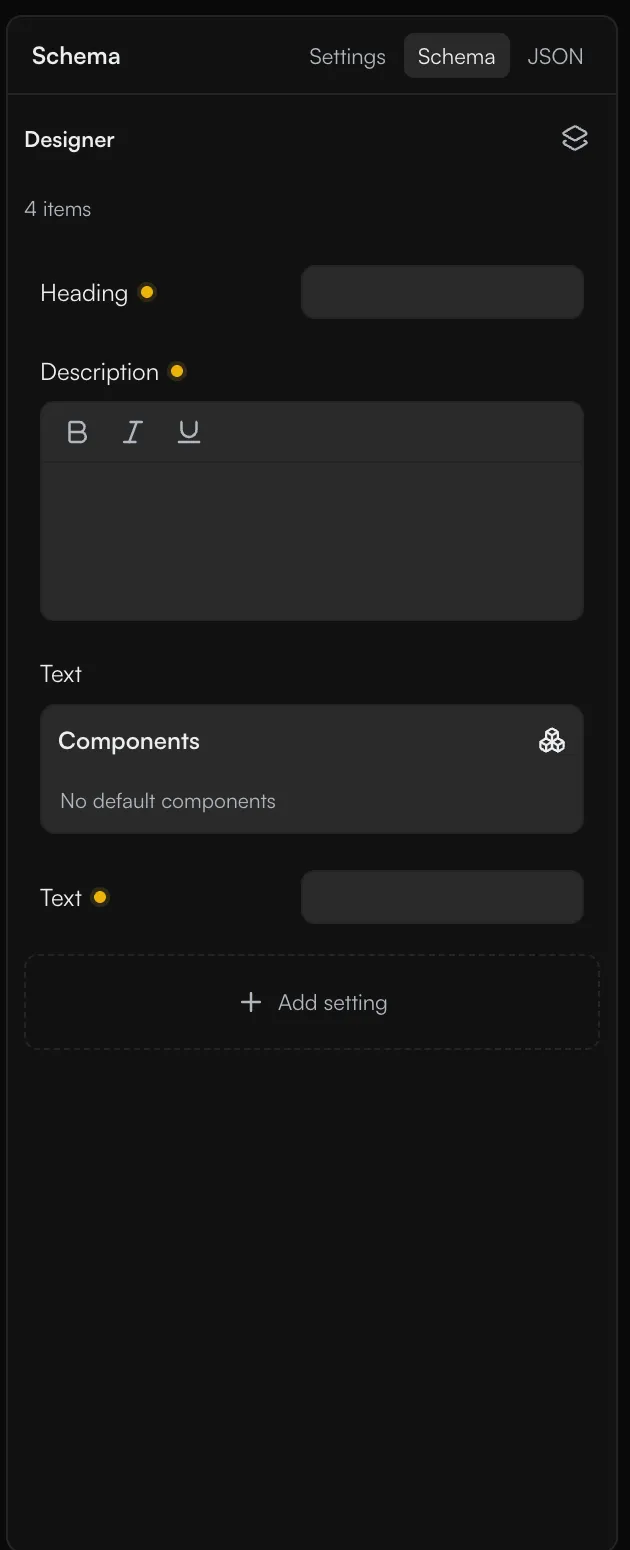 Visual schema editor